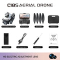 Aerial Drone 2025 C18S Pro with 4K UHD EIS Camera GPS 5G Wifi FPV Brushless Motors Optical Flow Smart Obstacle Avoidance Auto Return 360° Stunt Roll Dual Batteries