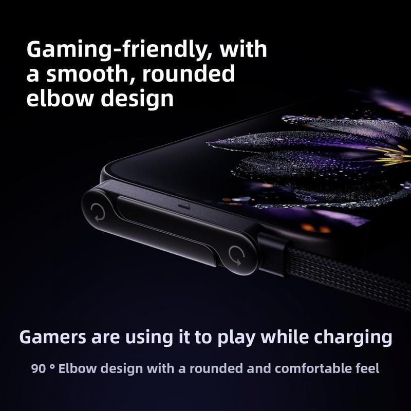 Basemo 240W Super Fast Charging Cable with Invisible Stand - 2-In-1 Phone Charger Cord & Holder, Compatible with Iphone/Samsung/Type-C, Ideal for Gaming/Office/Car, Perfect Christmas Gift