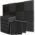 12 Pack Acoustic Panels 1 X 12 X 12 Inches - Acoustic Foam - High Density- Soundproof Studio Wedges - Charcoal