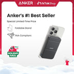 Anker Magnetic Power Bank, Built-In Foldable Stand, USB-C Port on the Side, 5,000Mah Capacity, Perfectly Compatible with Iphone 17/16/15/14/13 Series