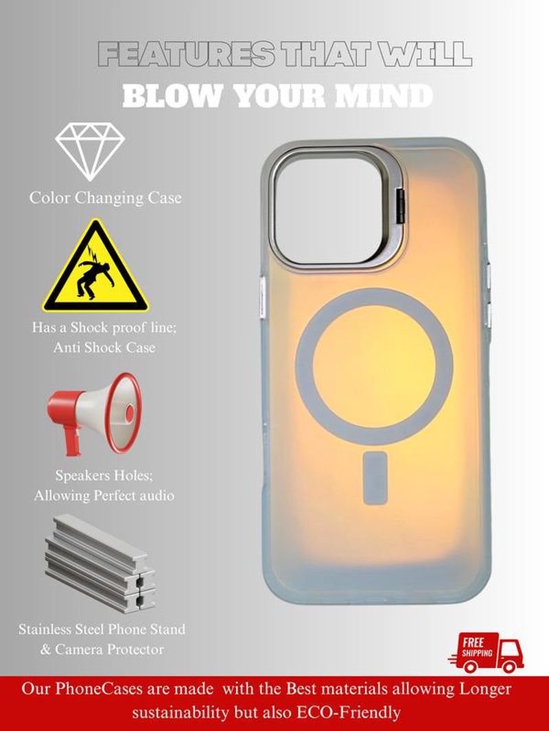 Foreign Heart Holographic Iridescent Rainbow Phone Case for Iphone 13 14 15 16 Pro Max with Magnetic Magsafe & Screen Protector Shockproof Protection Wireless Charging Compatible Protective Casing