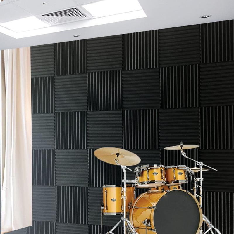 12 Pack Acoustic Panels 1 X 12 X 12 Inches - Acoustic Foam - High Density- Soundproof Studio Wedges - Charcoal