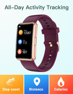 Fitness Tracker No Bluetooth No APP No Phone Needed, Fitness Watch for Men Women Parents IP68 Waterproof with Full Touch Screen Steps Calories Counter Sleep Tracker Alarm Clocks (Purple)
