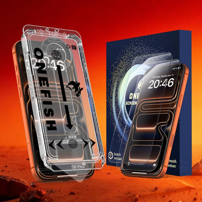 One Fish Screen Protector 2 Pack for Iphone Fingerprint Proof Screen Protector, Privacy Protection, Fingerprint Resistant, Dust-Free Bubble-Free